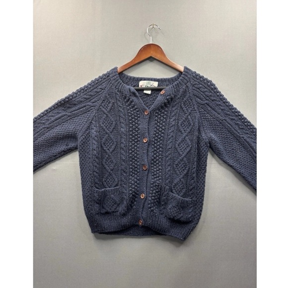 Orvis Sweaters - Orvis Cardigan Sweater Womens Navy Blue Silk Cotton Cable Knit Pockets M